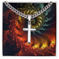 Fractal Series Men I Personally Engraved Cross | Cuban Chain